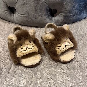 UGG Brown and Cream Fuzzy Slippers